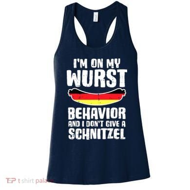 On My Wurst Behavior Dont Give Schnitzel Funny Oktoberfest Women's Tank Top