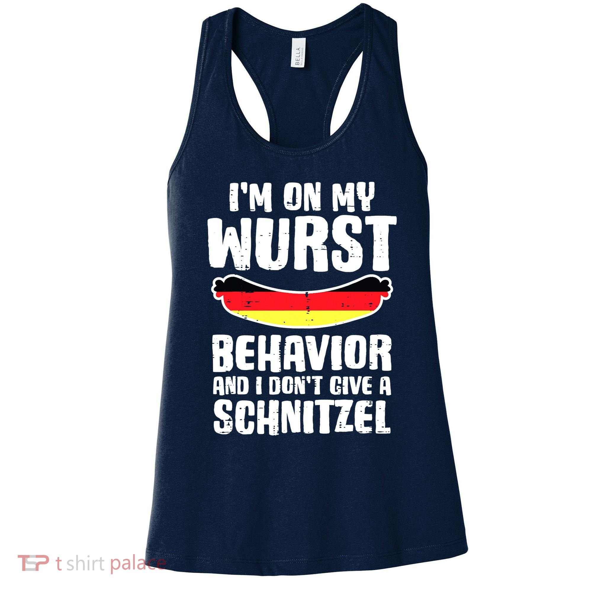 On My Wurst Behavior Dont Give Schnitzel Funny Oktoberfest Women's Tank Top