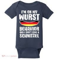 On My Wurst Behavior Dont Give Schnitzel Funny Oktoberfest Baby Bodysuit thumb 0