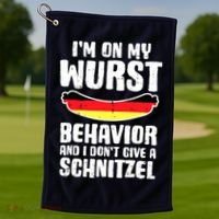 On My Wurst Behavior Dont Give Schnitzel Funny Oktoberfest Golf Towel thumb 1