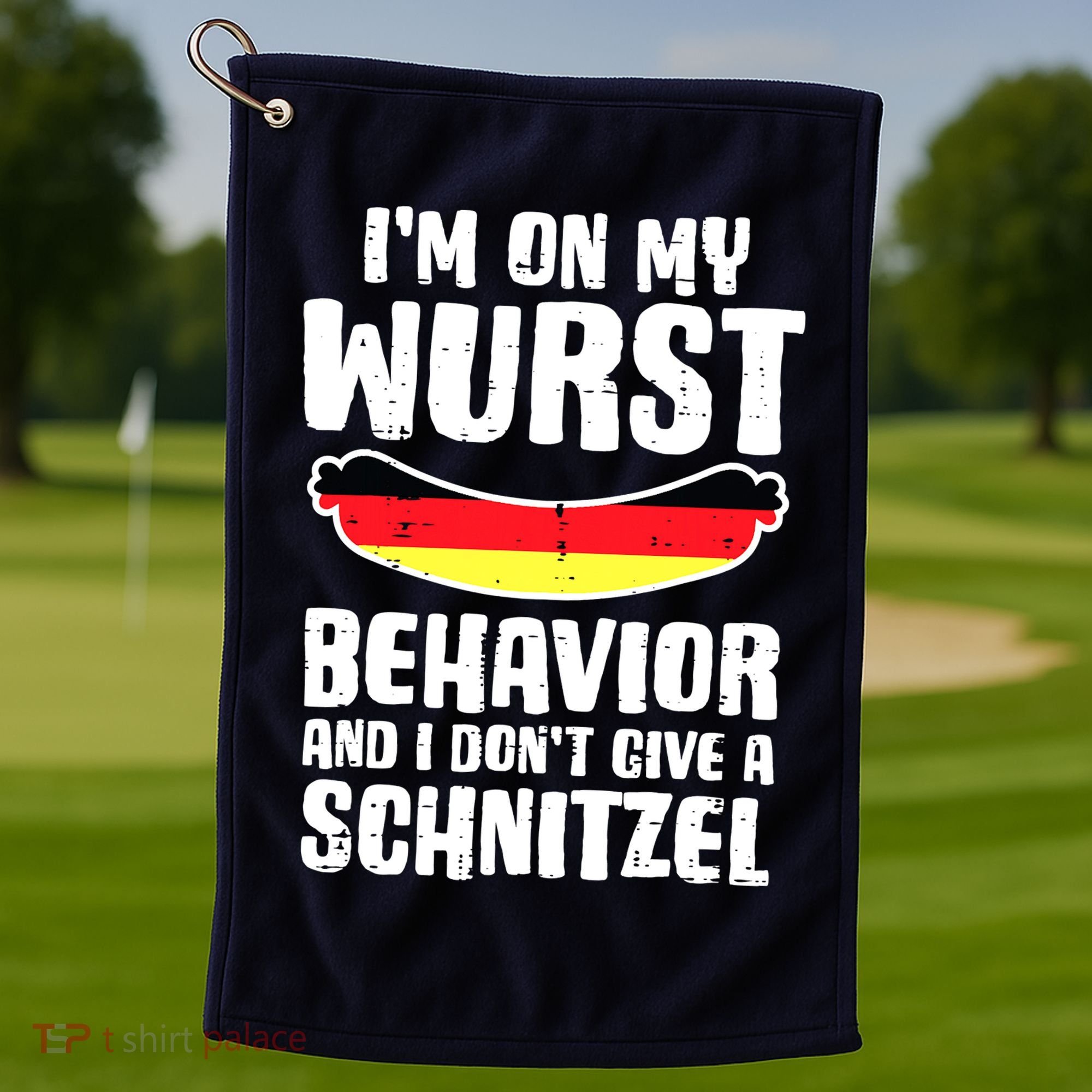 On My Wurst Behavior Dont Give Schnitzel Funny Oktoberfest Golf Towel