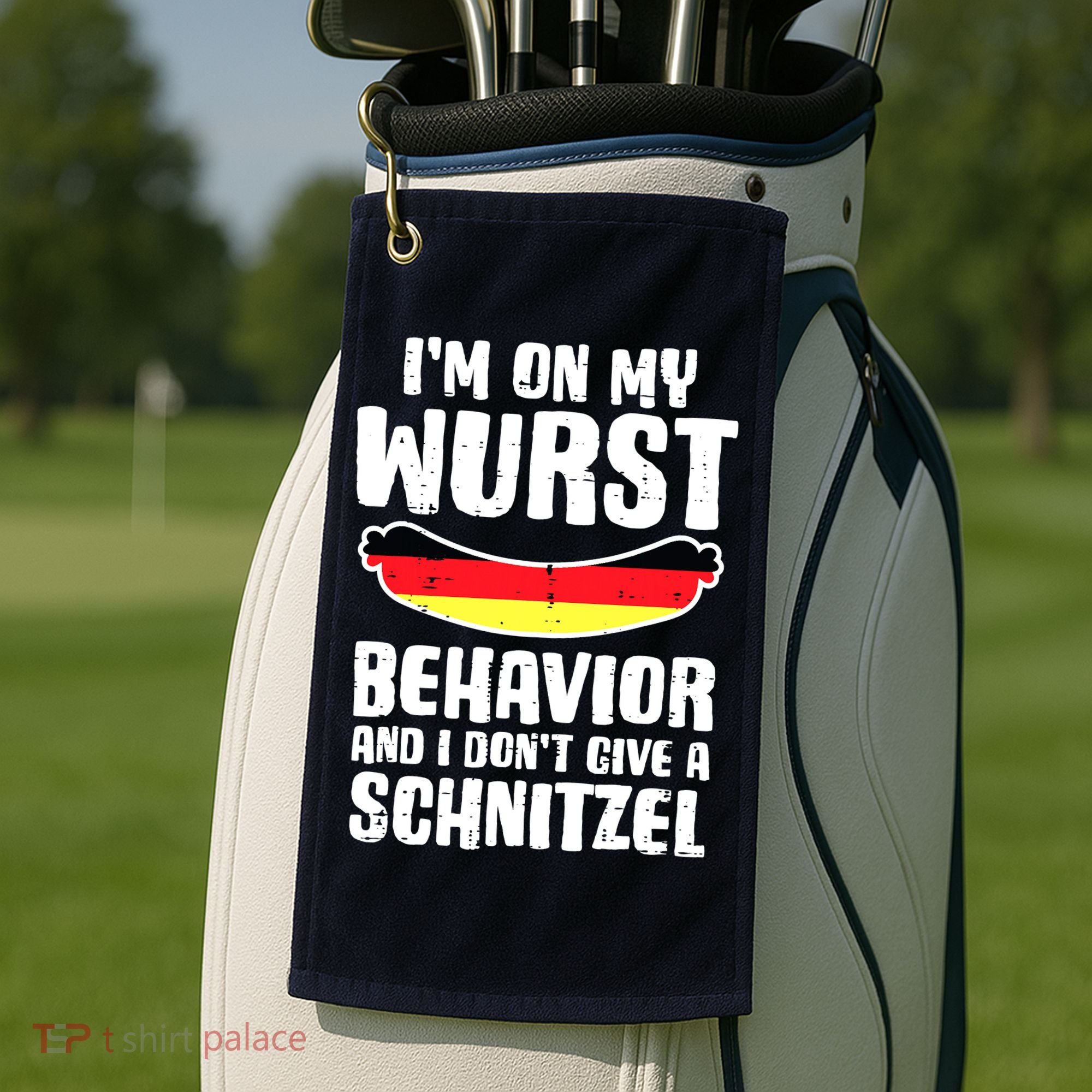 On My Wurst Behavior Dont Give Schnitzel Funny Oktoberfest Golf Towel
