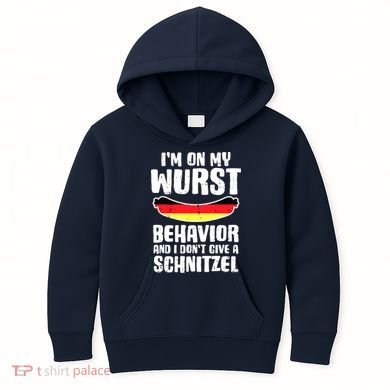 On My Wurst Behavior Dont Give Schnitzel Funny Oktoberfest Kids Hoodie