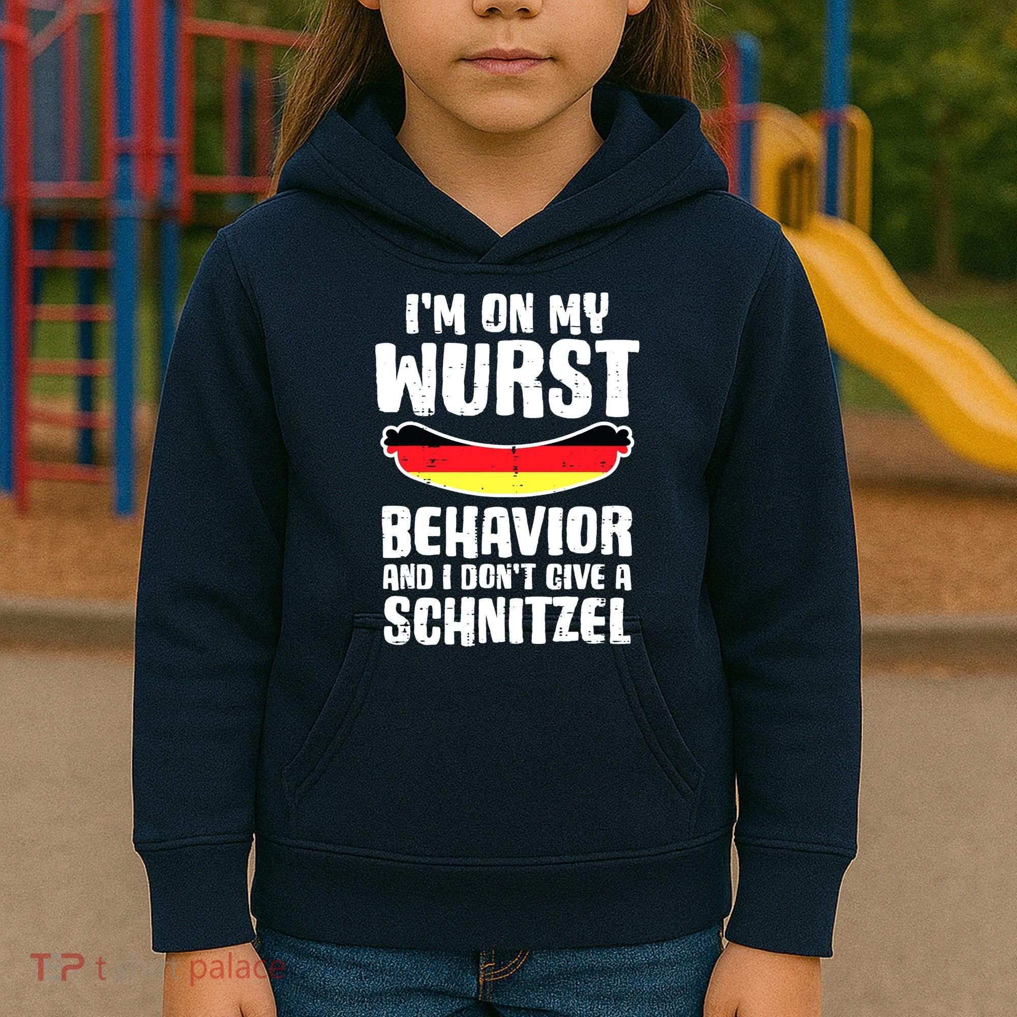 On My Wurst Behavior Dont Give Schnitzel Funny Oktoberfest Kids Hoodie