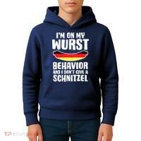 On My Wurst Behavior Dont Give Schnitzel Funny Oktoberfest Kids Hoodie thumb 4