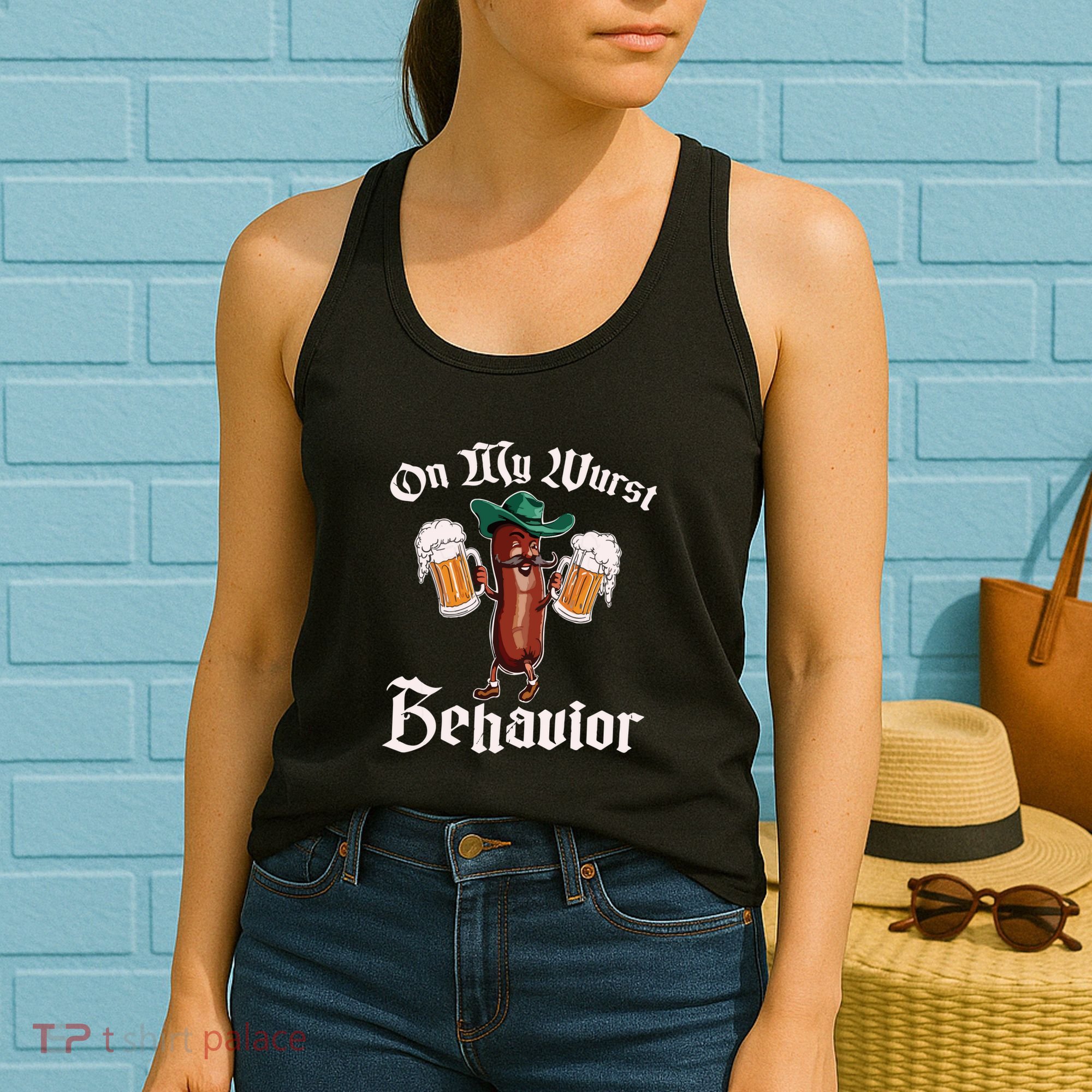 On My Wurst Behavior Funny Oktoberfest Women's Tank Top