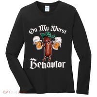 On My Wurst Behavior Funny Oktoberfest Women's Long Sleeve Shirt thumb 0