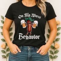 On My Wurst Behavior Funny Oktoberfest Women's T-Shirt thumb 2