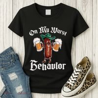 On My Wurst Behavior Funny Oktoberfest Women's T-Shirt thumb 3