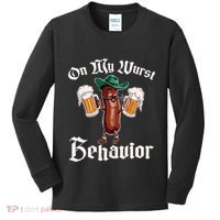 On My Wurst Behavior Funny Oktoberfest Kids Long Sleeve Shirt thumb 0
