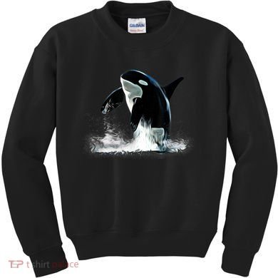 Orca Motif Whale Predator Animals Design Kids Sweatshirt
