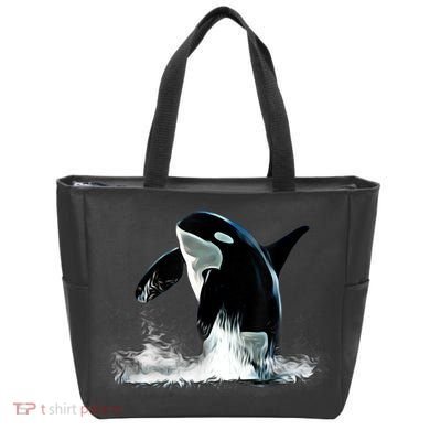 Orca Motif Whale Predator Animals Design Tote Bag