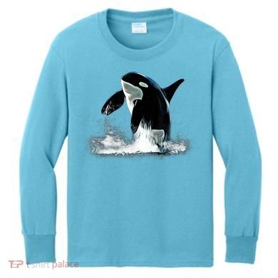 Orca Motif Whale Predator Animals Design Kids Long Sleeve Shirt