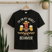 On My Wurst Behavior Sausage Funny Oktoberfest T-Shirt thumb 2
