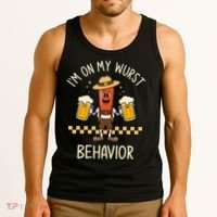 On My Wurst Behavior Sausage Funny Oktoberfest Tank Top thumb 3