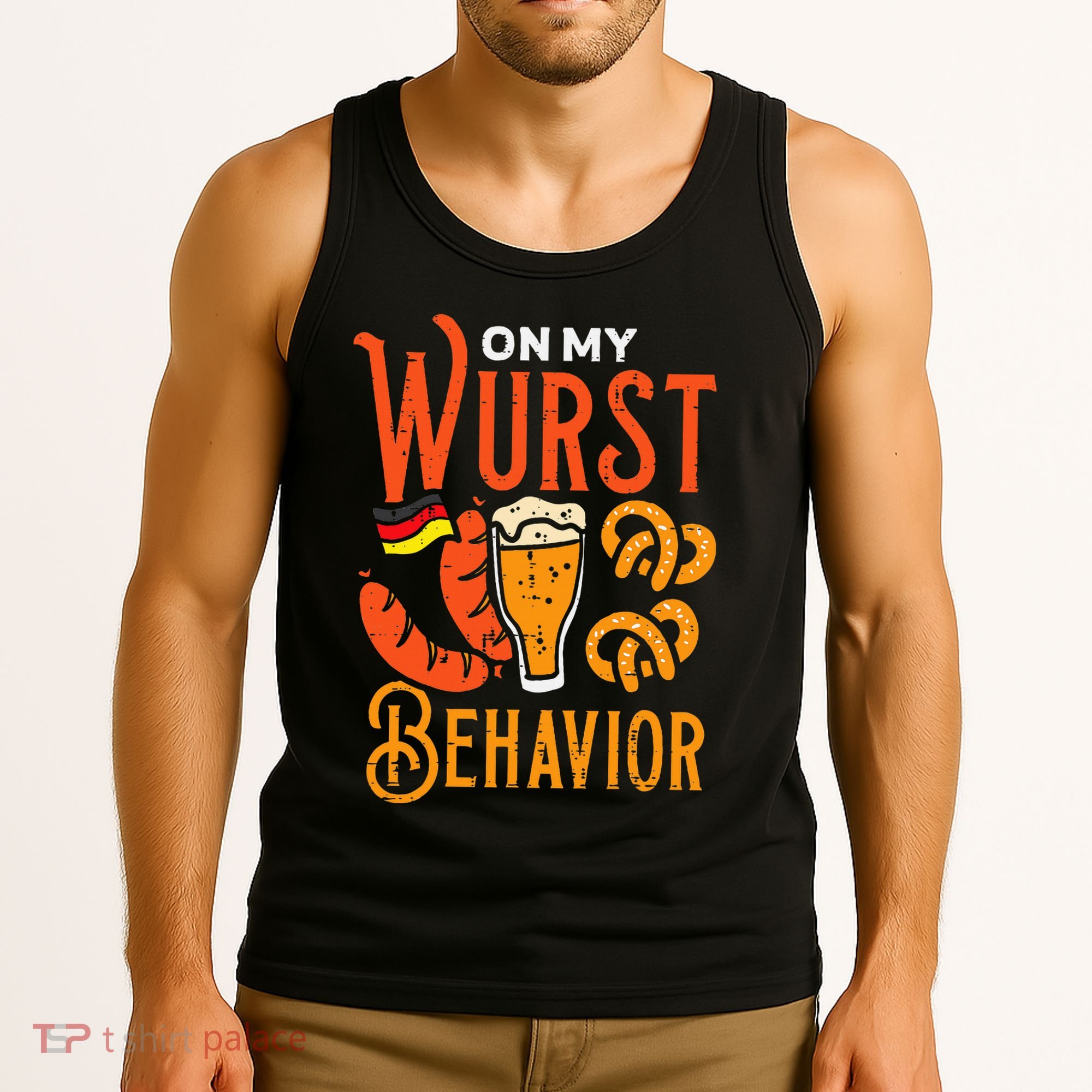 On My Wurst Behavior Funny Bavarian Oktoberfest Tank Top