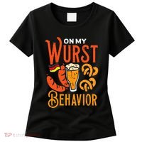 On My Wurst Behavior Funny Bavarian Oktoberfest Women's T-Shirt thumb 0