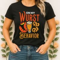 On My Wurst Behavior Funny Bavarian Oktoberfest Women's T-Shirt thumb 2