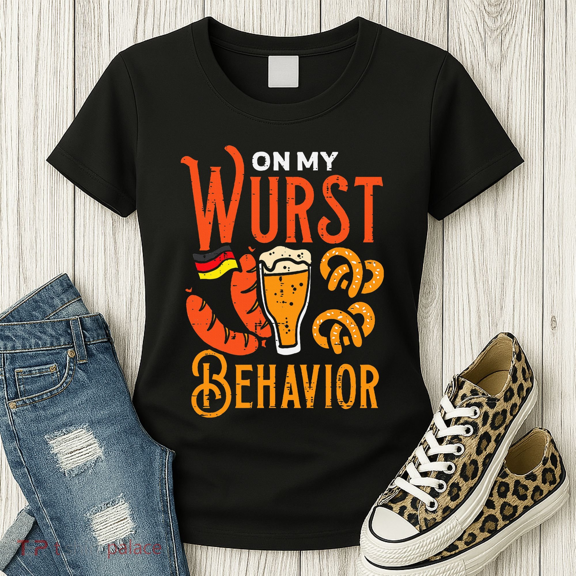 On My Wurst Behavior Funny Bavarian Oktoberfest Women's T-Shirt