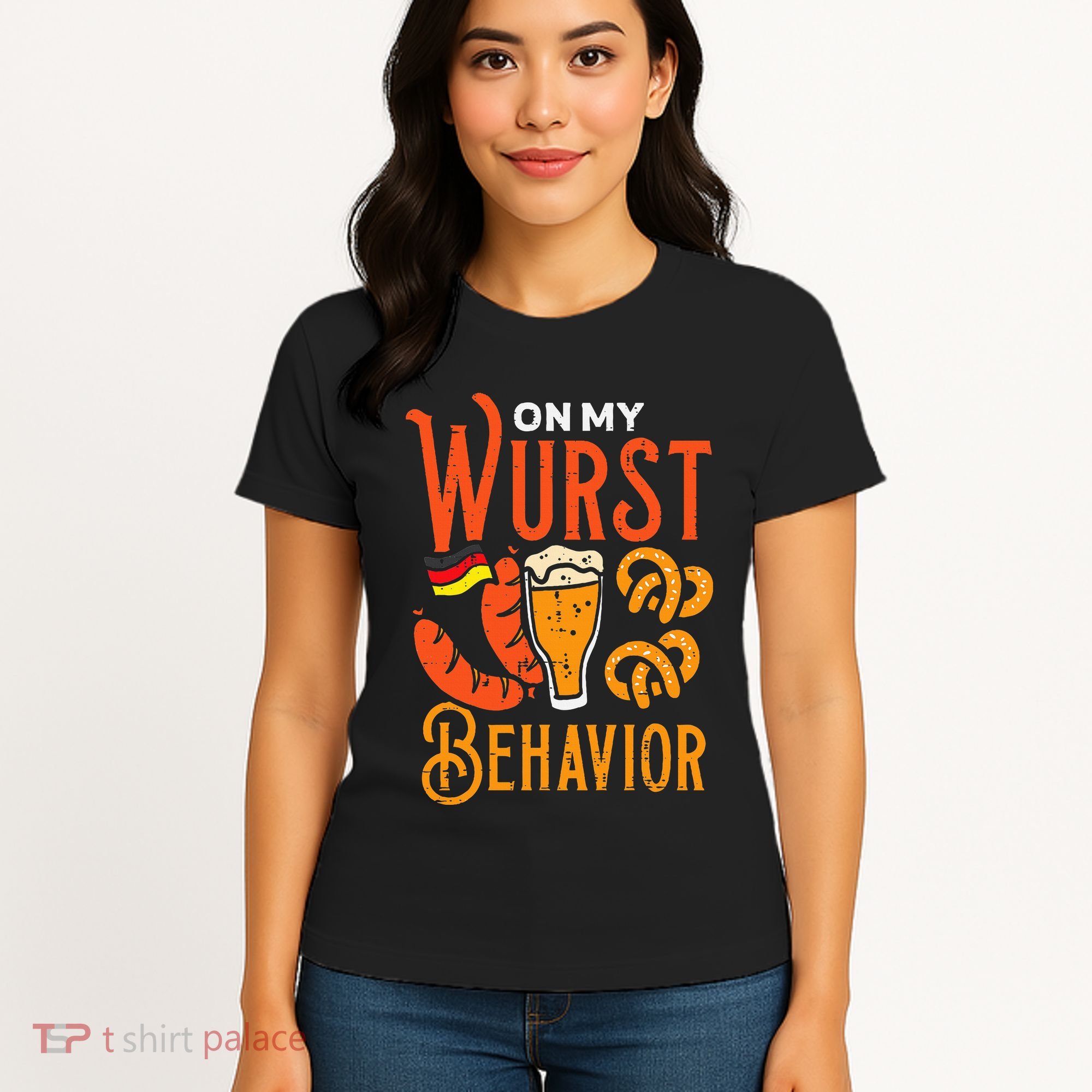 On My Wurst Behavior Funny Bavarian Oktoberfest Women's T-Shirt