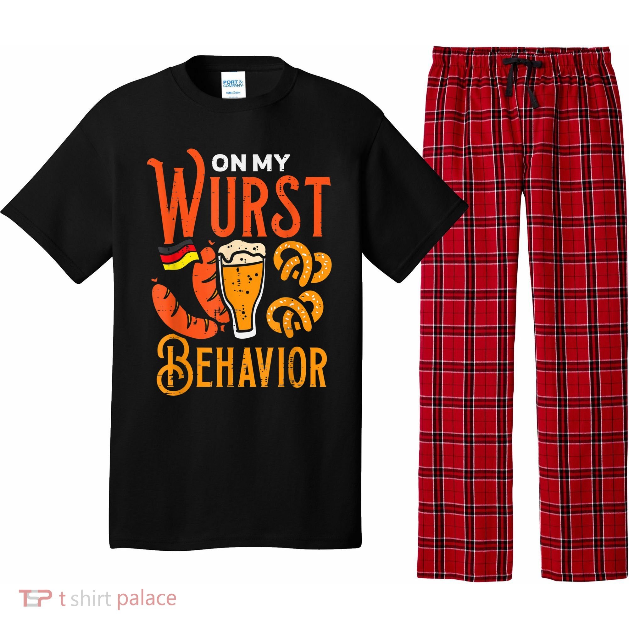On My Wurst Behavior Funny Bavarian Oktoberfest Pajama Set