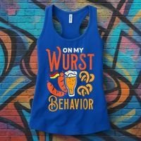 On My Wurst Behavior Funny Bavarian Oktoberfest Women's Tank Top thumb 3