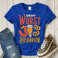 On My Wurst Behavior Funny Bavarian Oktoberfest Women's T-Shirt thumb 3