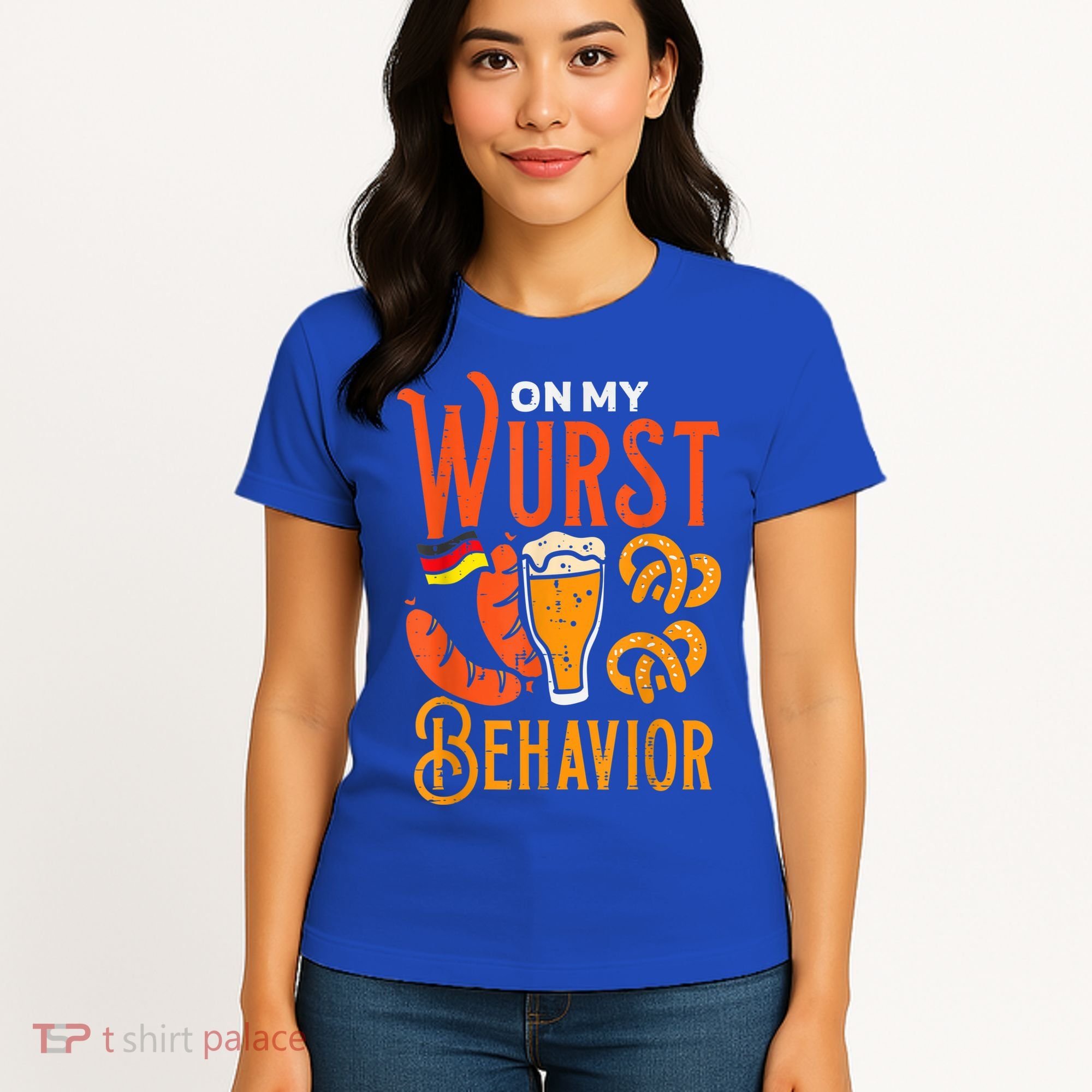 On My Wurst Behavior Funny Bavarian Oktoberfest Women's T-Shirt