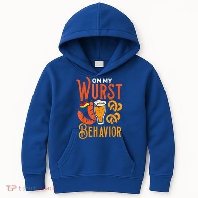 On My Wurst Behavior Funny Bavarian Oktoberfest Kids Hoodie