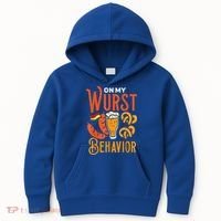 On My Wurst Behavior Funny Bavarian Oktoberfest Kids Hoodie thumb 0