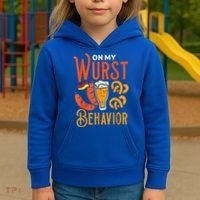 On My Wurst Behavior Funny Bavarian Oktoberfest Kids Hoodie thumb 3
