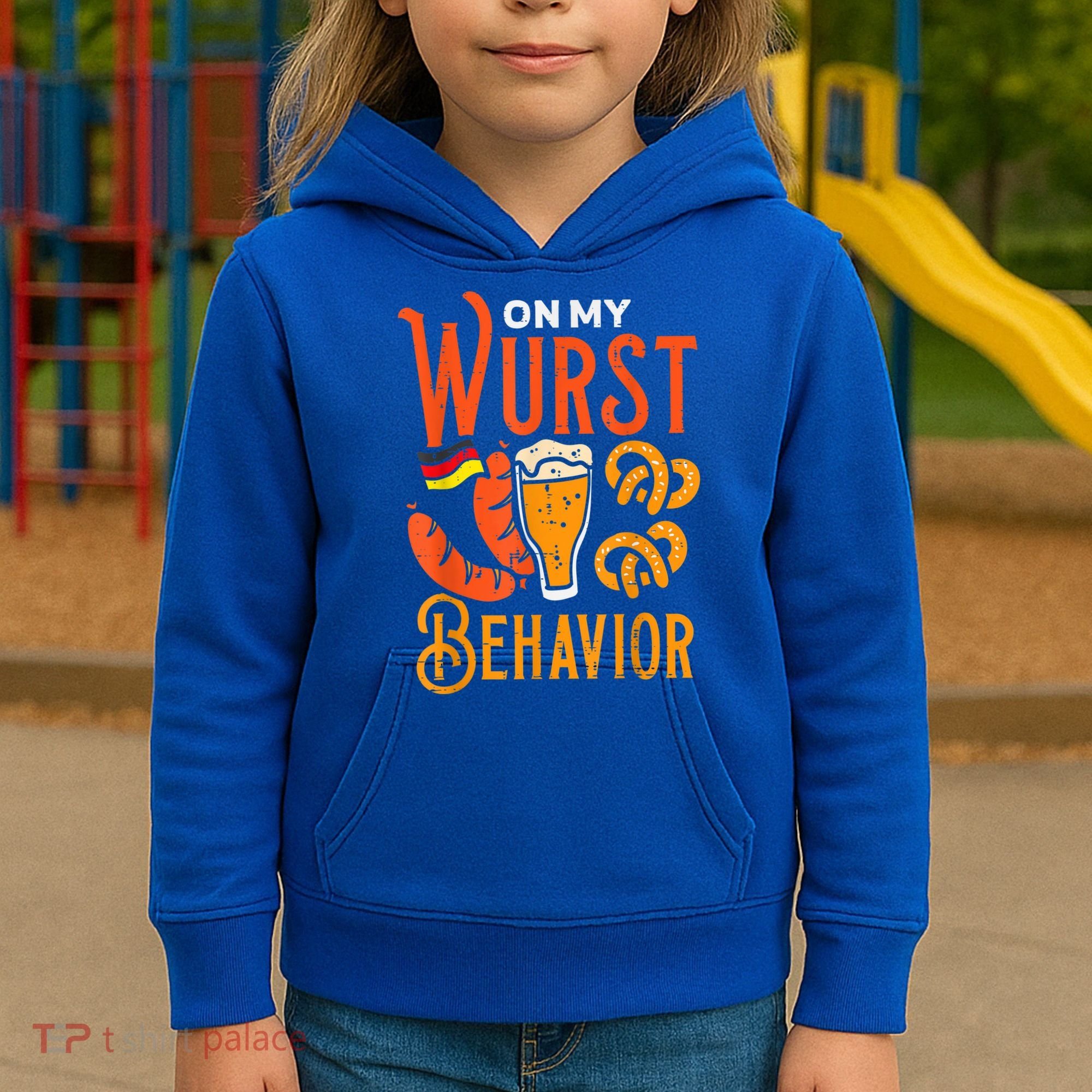 On My Wurst Behavior Funny Bavarian Oktoberfest Kids Hoodie
