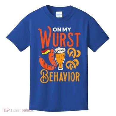 On My Wurst Behavior Funny Bavarian Oktoberfest Kids T-Shirt
