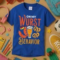 On My Wurst Behavior Funny Bavarian Oktoberfest Kids T-Shirt thumb 3