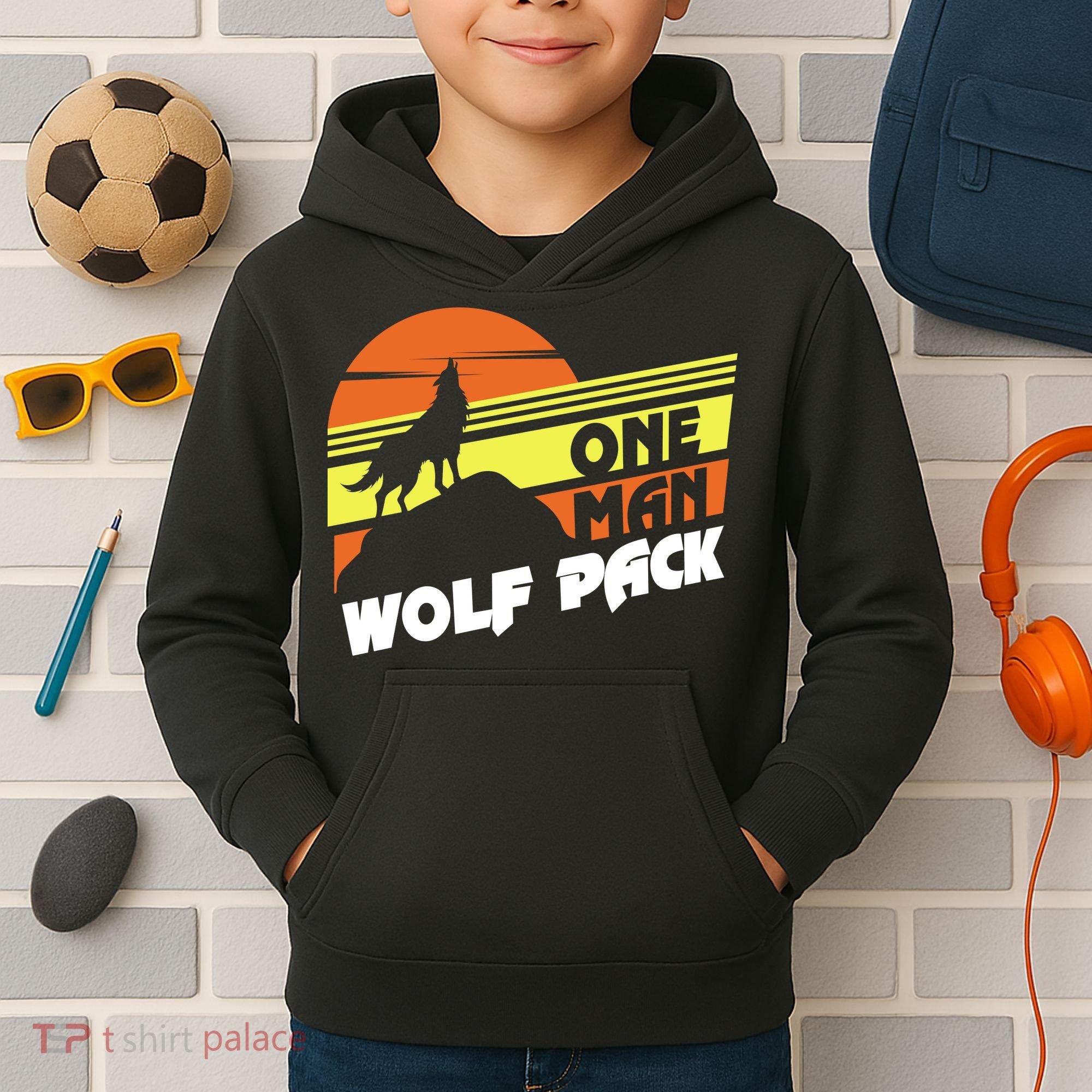 One Man Wolf Pack Kids Hoodie