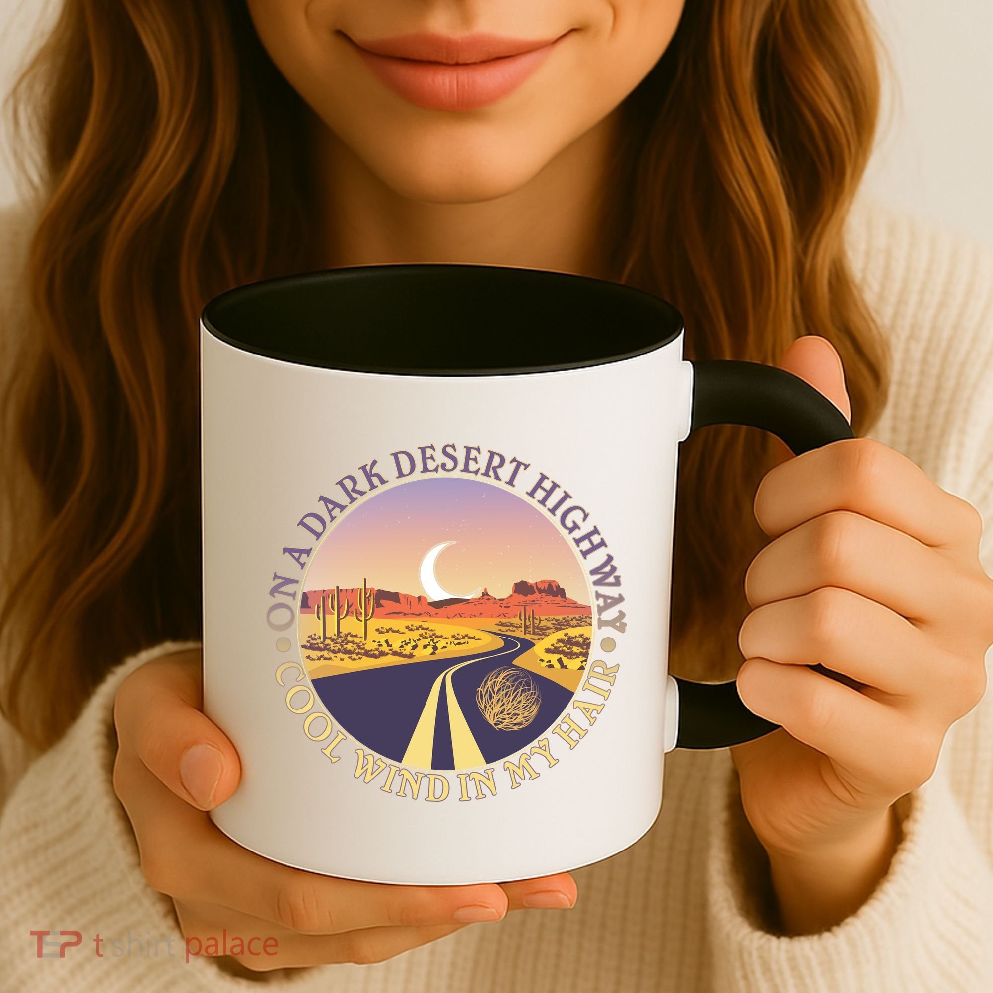 On A Dark Desert Highway Cool Wind In My Hair Coffee Mug