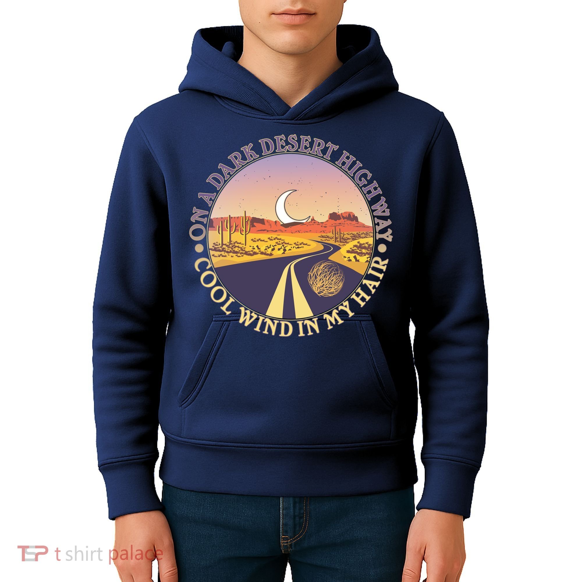 On A Dark Desert Highway Cool Wind In My Hair Kids Hoodie