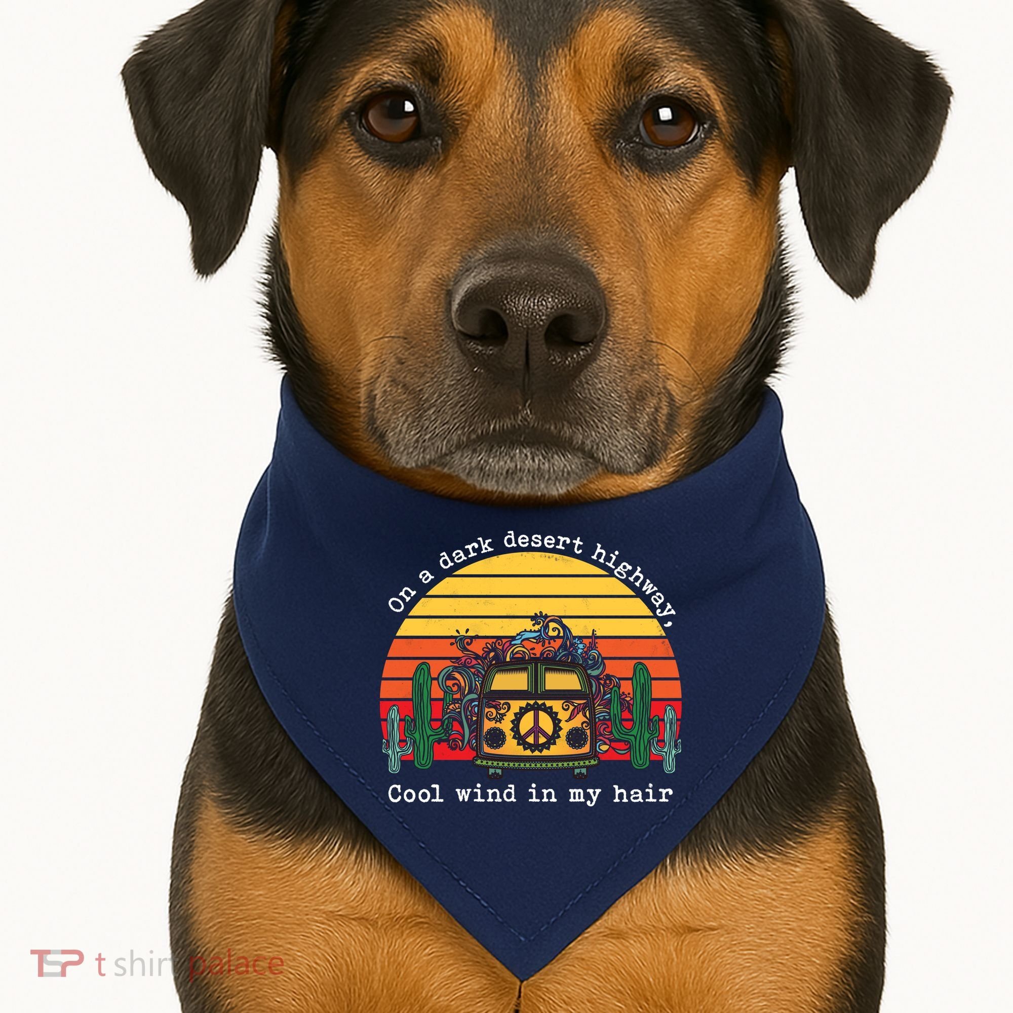  On A Dark Desert Highway Retro USA-Made Doggie Bandana
