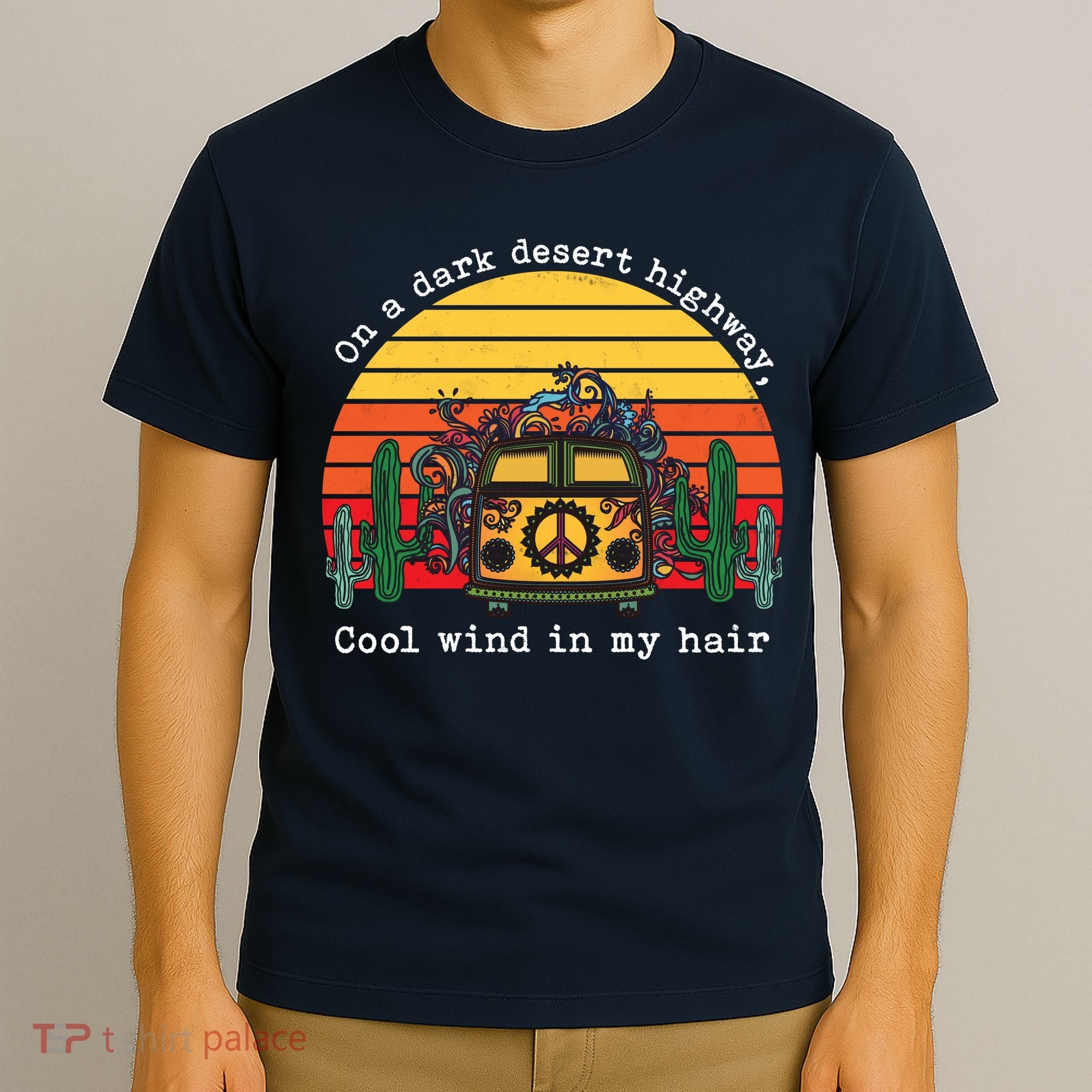  On A Dark Desert Highway Retro T-Shirt