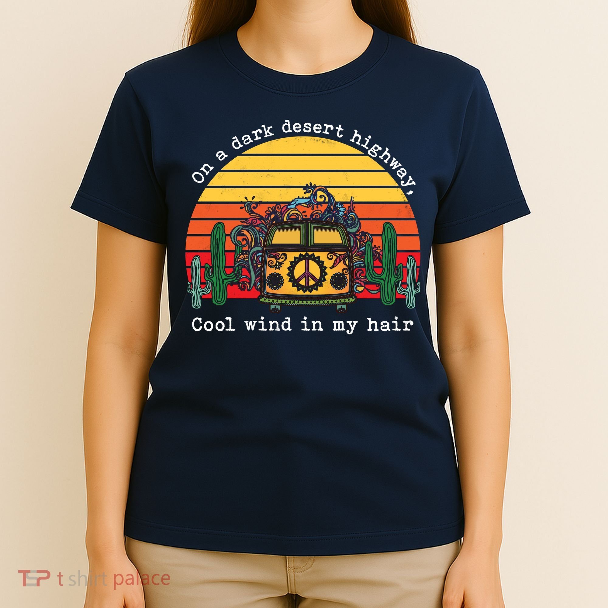  On A Dark Desert Highway Retro T-Shirt
