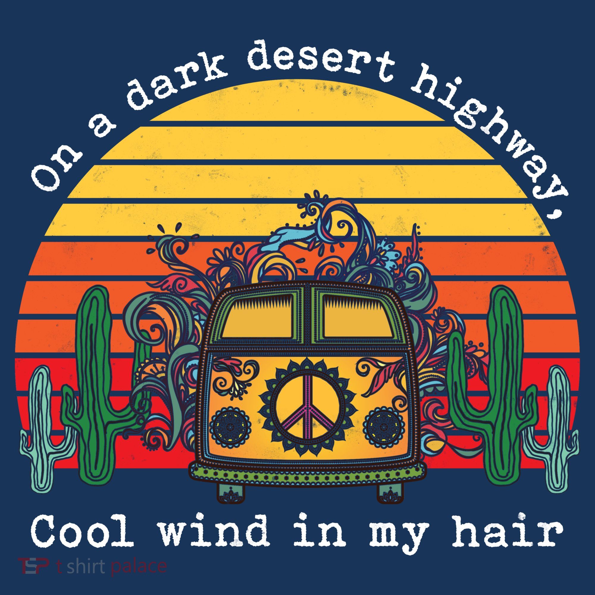  On A Dark Desert Highway Retro T-Shirt