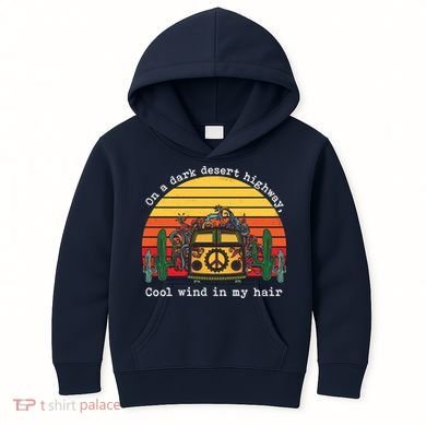  On A Dark Desert Highway Retro Kids Hoodie