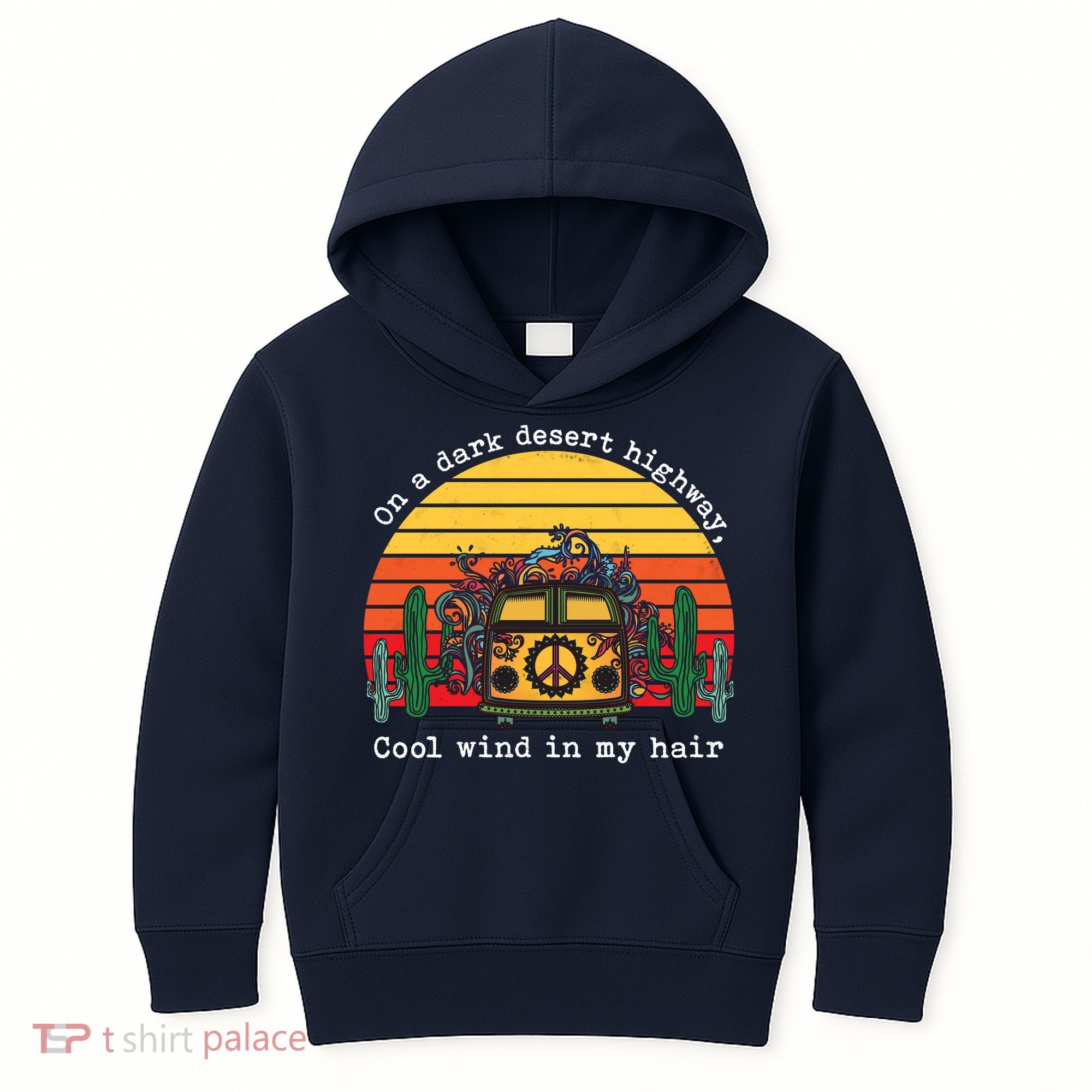  On A Dark Desert Highway Retro Kids Hoodie