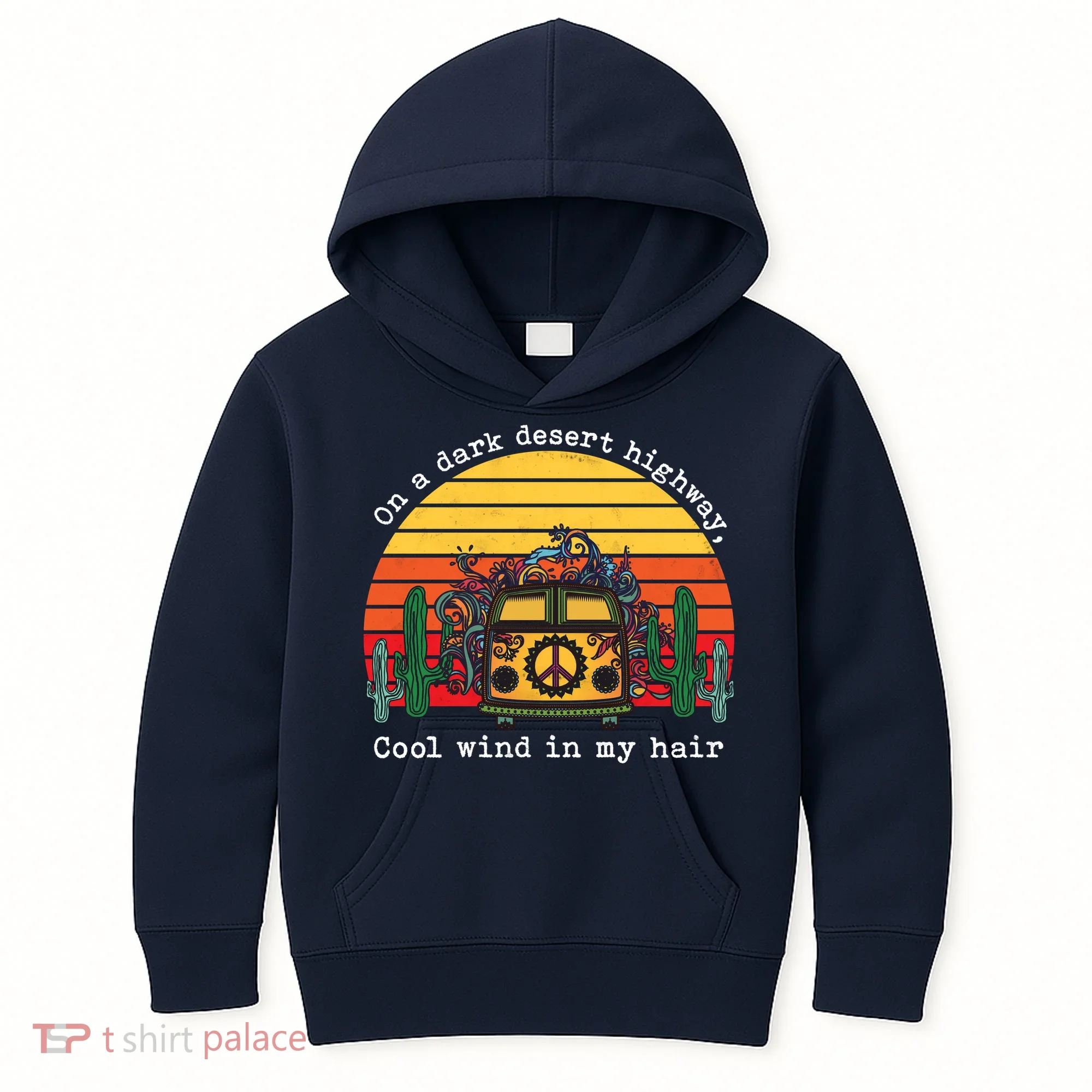  On A Dark Desert Highway Retro Kids Hoodie