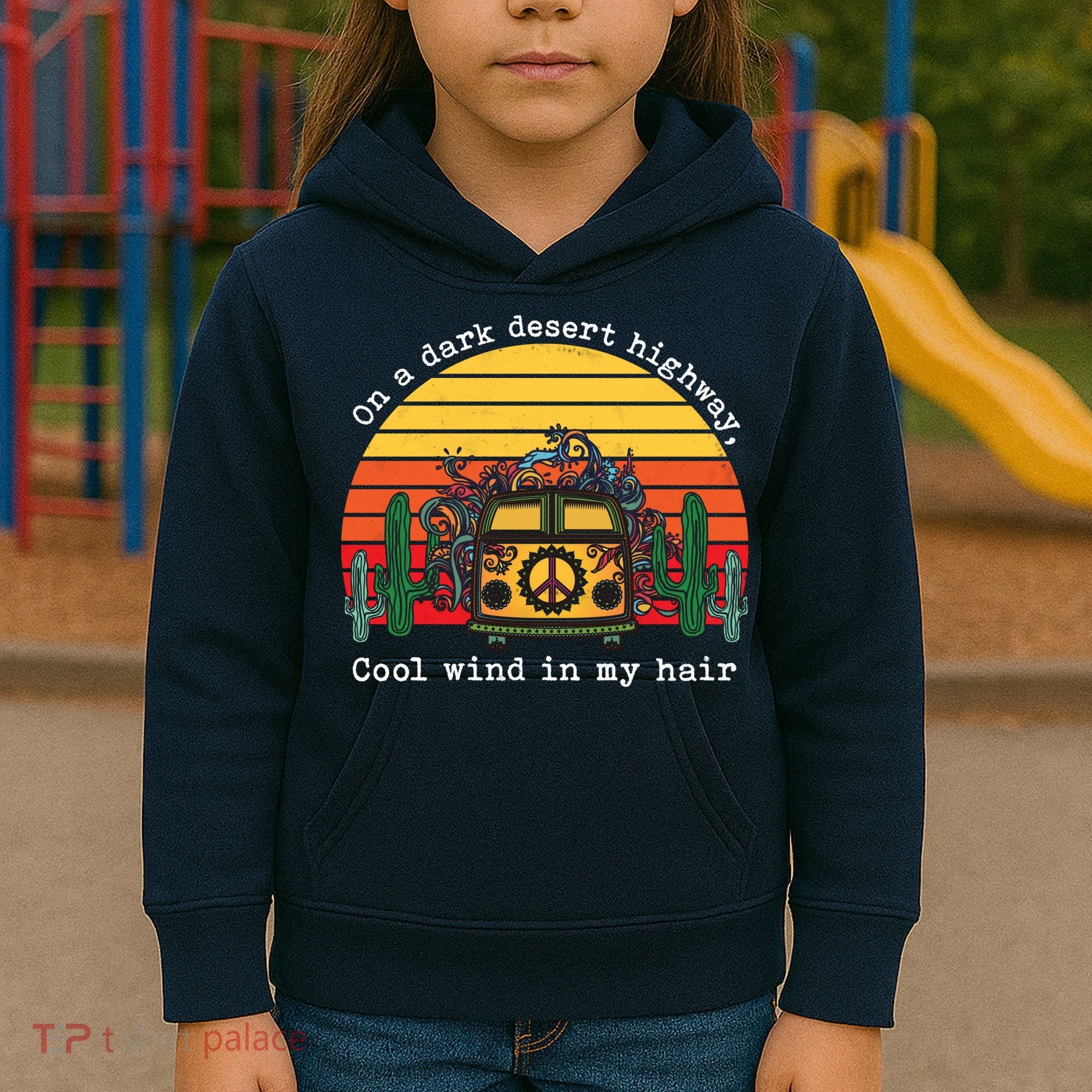  On A Dark Desert Highway Retro Kids Hoodie