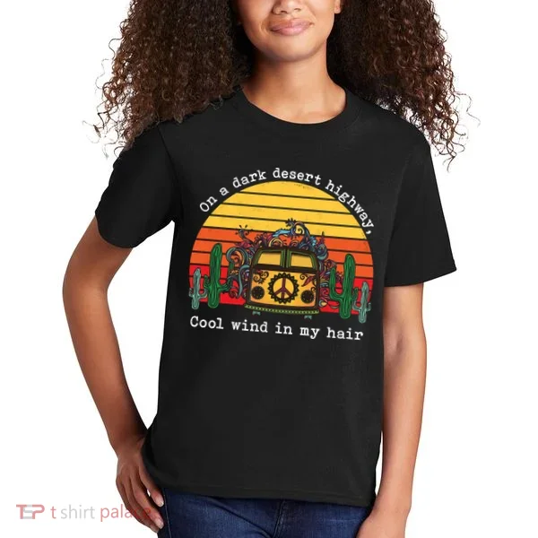  On A Dark Desert Highway Retro Kids T-Shirt