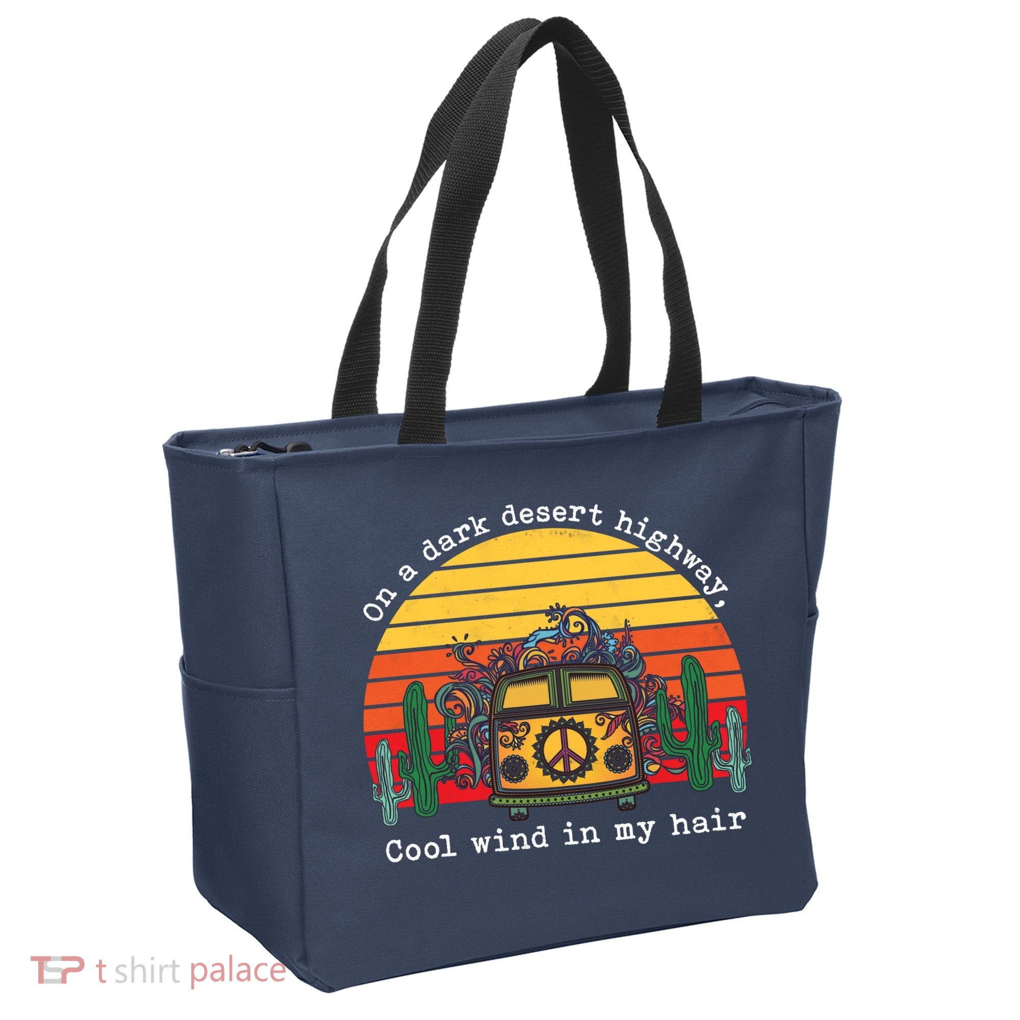  On A Dark Desert Highway Retro Tote Bag