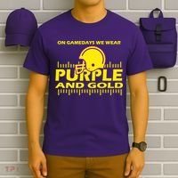 On Gamedays We Wear Purple and Gold Football T-Shirt thumb 6