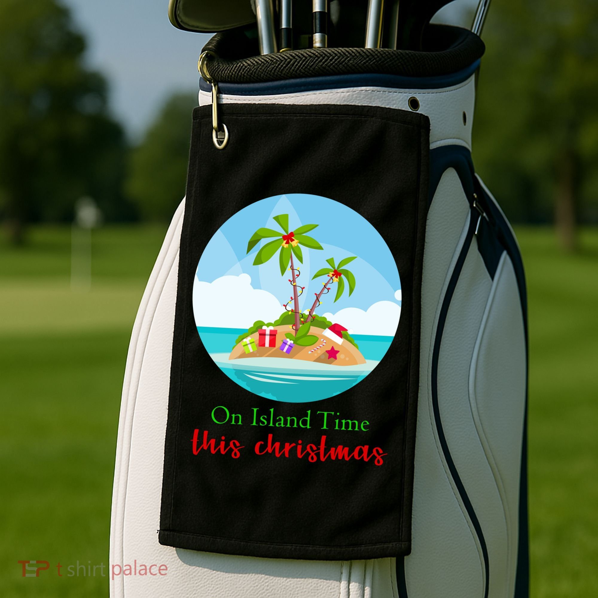 On Island Time This Christmas Vacation Golf Towel