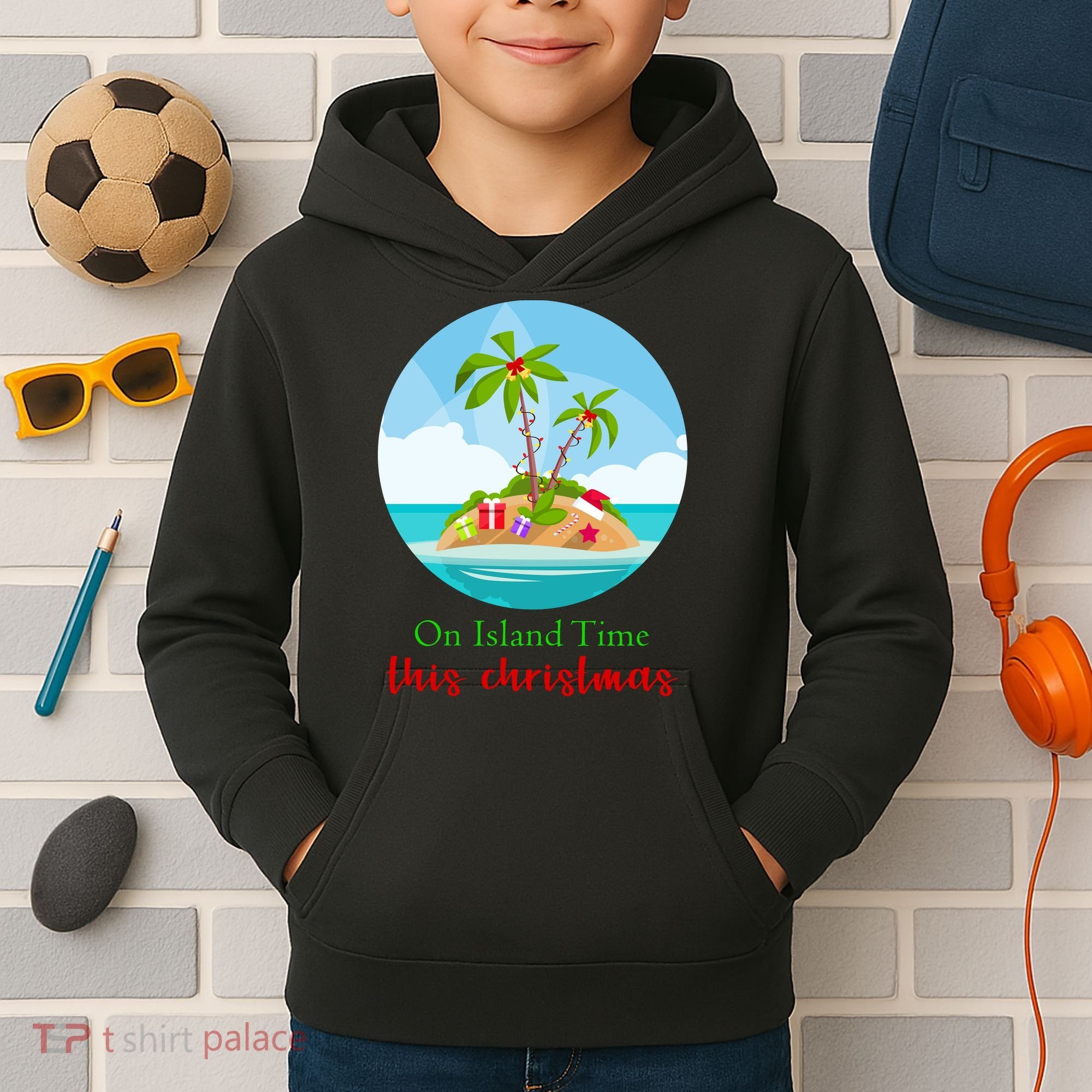 On Island Time This Christmas Vacation Kids Hoodie